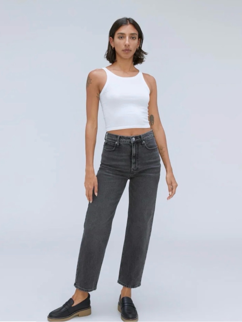 Everlane High-Rise Straight Leg Jeans - Dark Gray